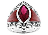 Red Lab Created Ruby Rhodium Over Sterling Silver Ring 2.89ct