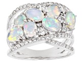 Multi-Color Ethiopian Opal Rhodium Over Silver Ring 1.98ctw