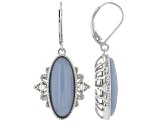 Blue Angelite Rhodium Over Sterling Silver Dangle Earrings .07ctw