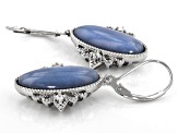 Blue Angelite Rhodium Over Sterling Silver Dangle Earrings .07ctw