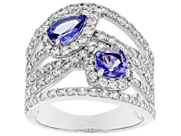 Picture of Blue Tanzanite Rhodium Over Sterling Silver Ring 2.74ctw