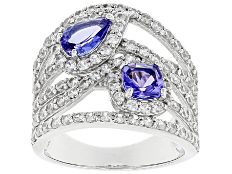 Blue Tanzanite Rhodium Over Sterling Silver Ring 2.74ctw