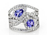 Blue Tanzanite Rhodium Over Sterling Silver Ring 2.74ctw