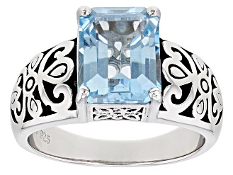 Sky Blue Topaz Rhodium Over Sterling Silver Solitaire Ring 3.00ct