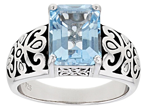 Sky Blue Glacier Topaz Rhodium Over Sterling Silver Solitaire Ring 3.00ct