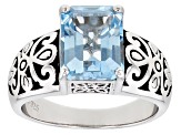 Sky Blue Topaz Rhodium Over Sterling Silver Solitaire Ring 3.00ct