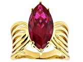 Red Lab Created Ruby 18k Yellow Gold Over Silver Ring 5.27ct