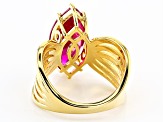 Red Lab Created Ruby 18k Yellow Gold Over Silver Ring 5.27ct