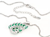 Green Onyx and White Zircon Rhodium Over Sterling Silver Pendant With Chain