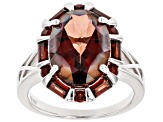 Red labradorite rhodium over sterling silver ring 5.19ctw