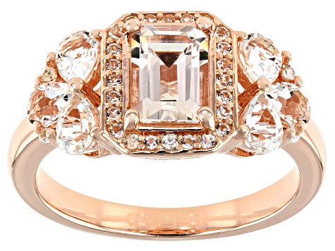 Peach Morganite 18k Rose Gold Over Silver Ring 1.42ctw