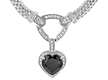 Picture of Black Spinel Rhodium Over Sterling Silver Necklace 3.79ctw
