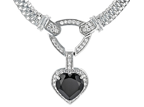 Black Spinel Rhodium Over Sterling Silver Necklace 3.79ctw