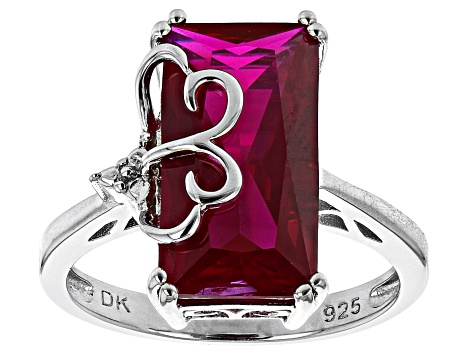 Lab Created Ruby Rhodium Over Sterling Silver Ring 4.93ctw
