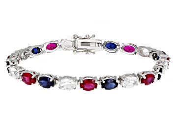Picture of Lab Created Ruby Rhodium Over Sterling Silver Bracelet 18.51ctw