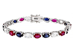 Red Lab Created Ruby Rhodium Over Sterling Silver Bracelet 18.51ctw