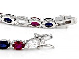 Lab Created Ruby Rhodium Over Sterling Silver Bracelet 18.51ctw