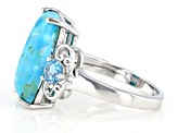 Blue Turquoise Rhodium Over Sterling Silver Ring 0.54ctw