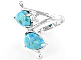 Blue Turquoise Rhodium Over Sterling Silver Bypass Ring