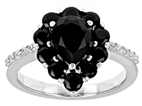 Black spinel rhodium over sterling silver ring. 2.35ctw