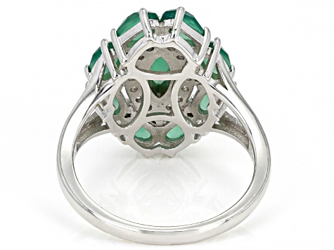 Green Onyx Rhodium Over Sterling Silver Ring 2.19ctw