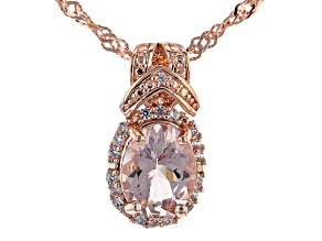 Peach Morganite 18k Rose Gold Over Silver Pendant With Chain .88ctw