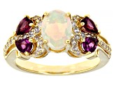 Multi-Color Opal 18K Yellow Gold Over Sterling Silver Ring 1.73ctw