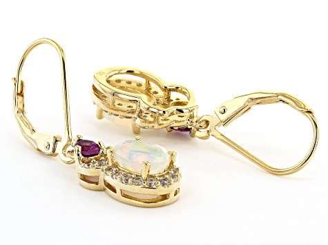 Multicolor Ethiopian Opal 18k Yellow Gold Over Sterling Silver Earrings 2.04ctw