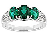 Green Lab Created Emerald Rhodium Over Silver Ring 1.36ctw