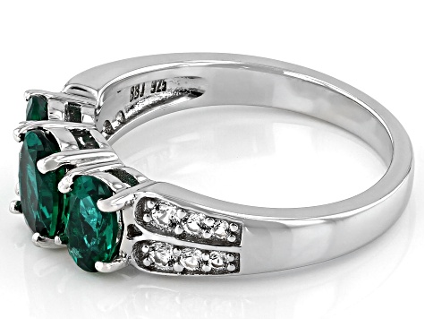 Green Lab Created Emerald Rhodium Over Silver Ring 1.36ctw - CTH177 ...