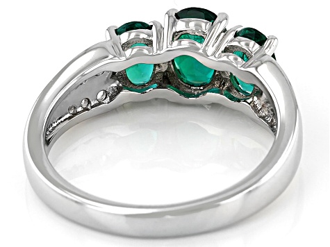 Green Lab Created Emerald Rhodium Over Silver Ring 1.36ctw