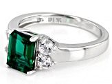 Green Lab Created Emerald Rhodium Over Silver Ring 1.62ctw