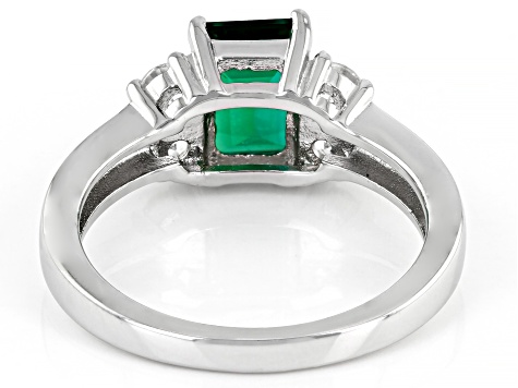Green Lab Created Emerald Rhodium Over Silver Ring 1.62ctw