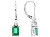 Green Lab Created Emerald Rhodium Over Silver Earrings 1.62ctw