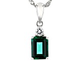 Green Lab Created Emerald Rhodium Over Silver Pendant With Chain 1.24ctw