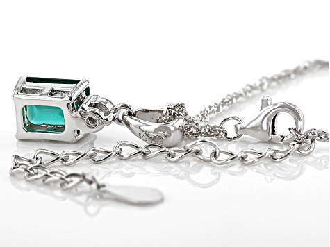 Green Lab Created Emerald Rhodium Over Silver Pendant With Chain 1.24ctw