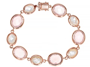Pink Rose Quartz 18k Rose Gold Over Sterling Silver Tennis Bracelet