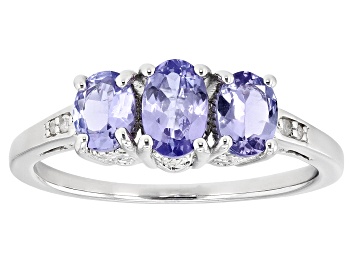 Picture of Blue Tanzanite Rhodium Over Sterling Silver Ring .96ctw