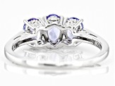 Blue Tanzanite Rhodium Over Sterling Silver Ring .96ctw