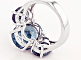 Purple Lab Created Color Change Sapphire Rhodium Over Sterling Silver 3-Stone Ring 8.63ctw