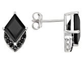 Rhombus Black Spinel Sterling Silver Earrings 5.51ctw