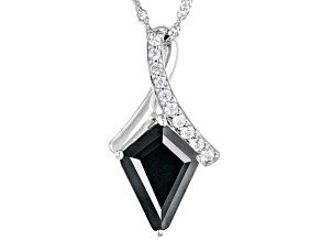 Kite Black Spinel With White Zircon Sterling Silver Pendant With Chain 5.11ctw