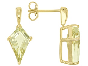 Kite Canary Quartz 18k Yellow Gold Over Sterling Silver Earrings 3.10ctw