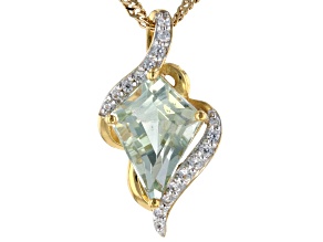 Kite Prasiolite and White Zircon 18k Yellow Gold Over Silver Pendant With Chain 1.89ctw