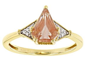 Shield Sunstone 18k Yellow Gold Over Silver Ring 1.31ctw