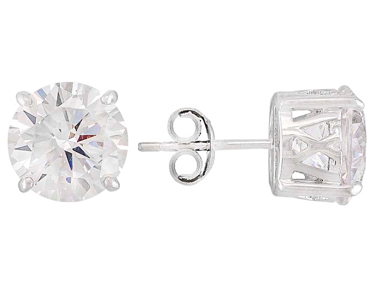 わこ Cubic Zirconia Rhodium Over Sterling Silver Stud Earrings