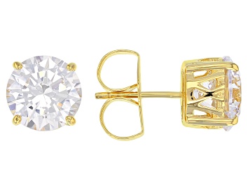 Picture of Cubic Zirconia 18K Yellow Gold Over Silver Stud Earrings 9.60ctw
