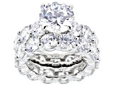 White Cubic Zirconia Rhodium Over Sterling Silver Ring And Band 28.00ctw