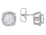 White Cubic Zirconia Rhodium Over Sterling Silver Earrings 7.42ctw