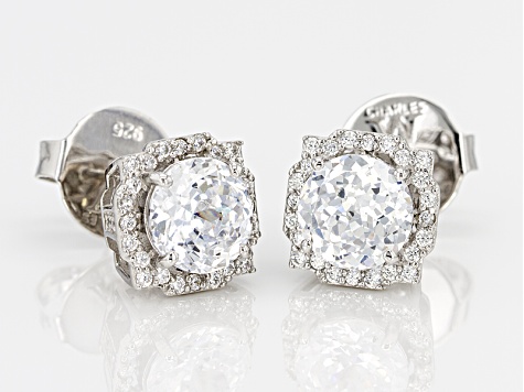 White Cubic Zirconia Rhodium Over Sterling Silver Earrings 7.42ctw